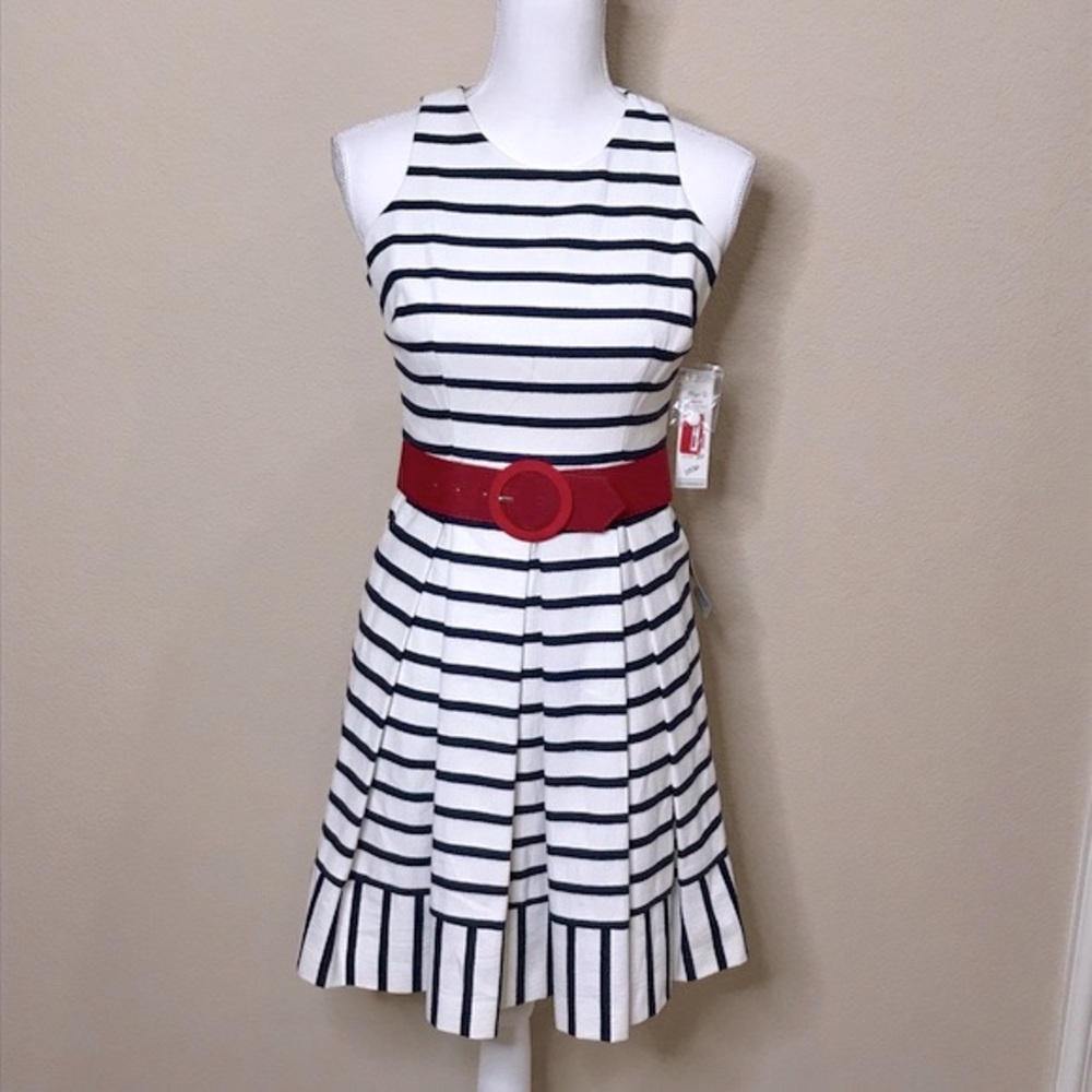 Eliza J Striped Fit & Flare Dress Size 2P - Picture 2 of 15